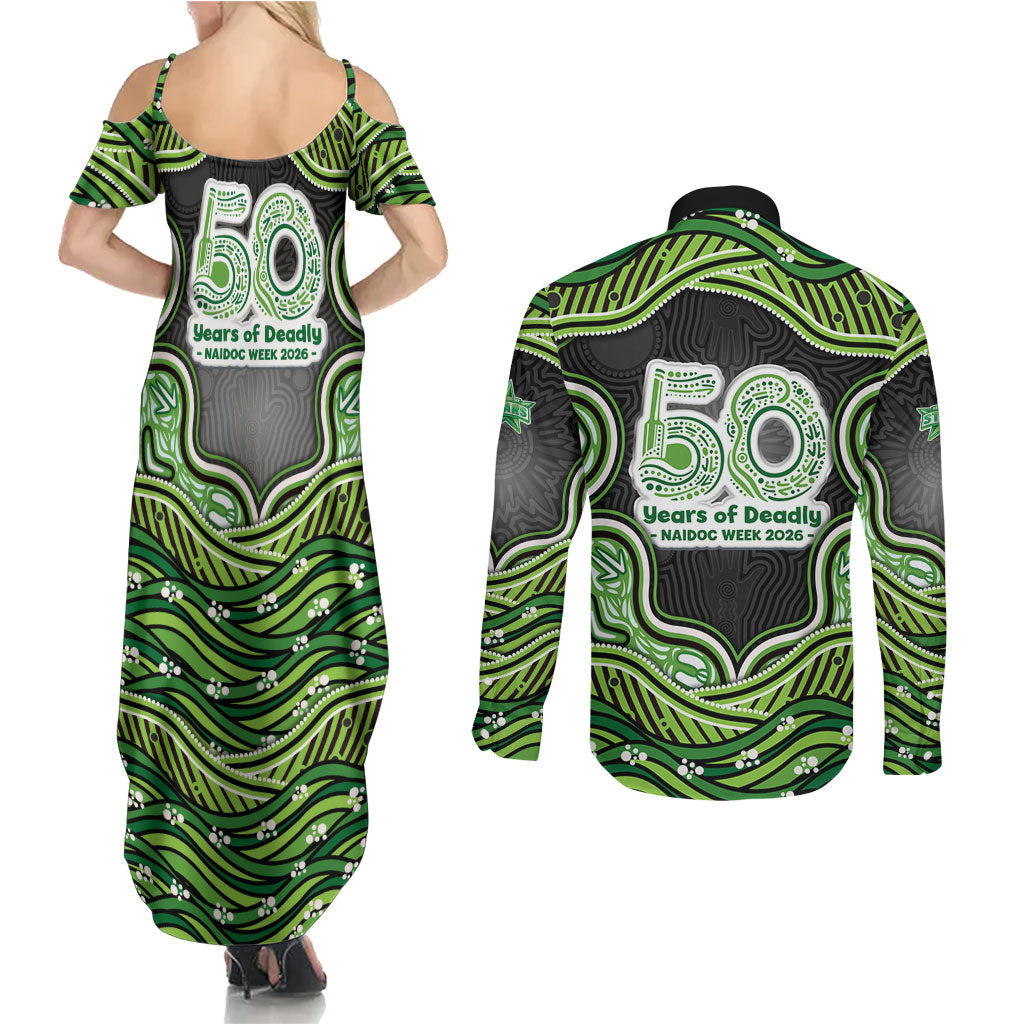 Melbourne Stars NAIDOC Week 2026 Couples Matching Summer Maxi Dress and Long Sleeve Button Shirt Aboriginal Indigenous - 50 Years of Deadly