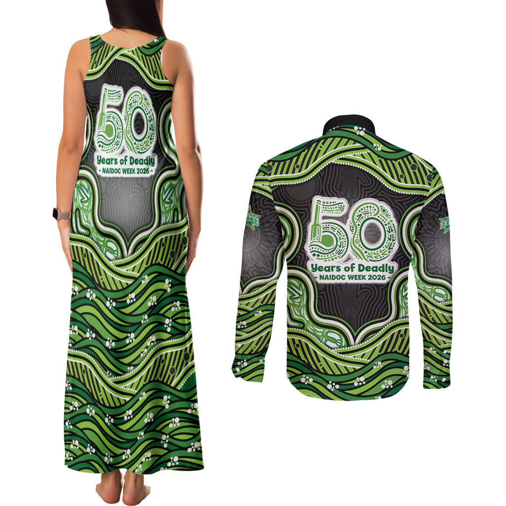 Melbourne Stars NAIDOC Week 2026 Couples Matching Tank Maxi Dress and Long Sleeve Button Shirt Aboriginal Indigenous - 50 Years of Deadly