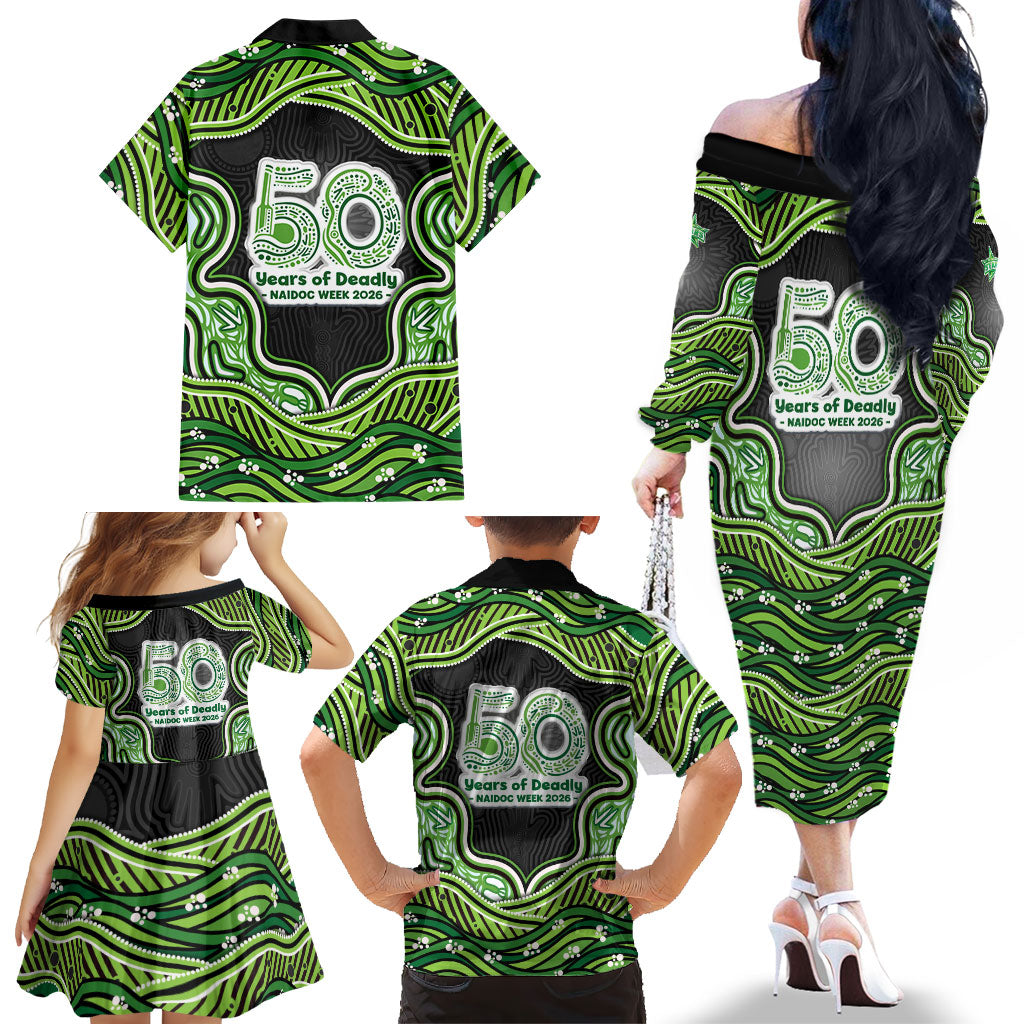 Melbourne Stars NAIDOC Week 2026 Family Matching Off The Shoulder Long Sleeve Dress and Hawaiian Shirt Aboriginal Indigenous - 50 Years of Deadly
