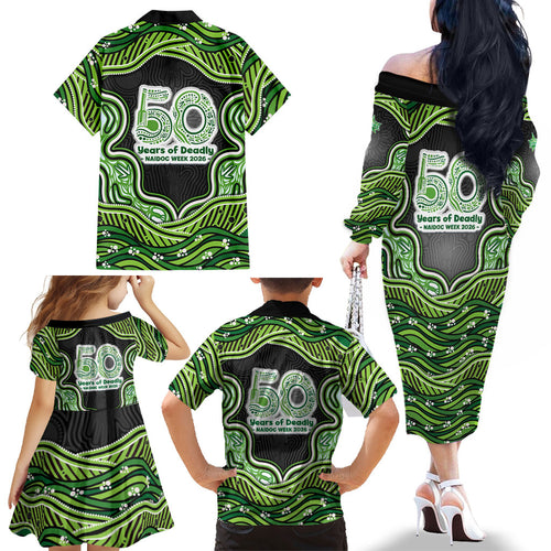 Melbourne Stars NAIDOC Week 2026 Family Matching Off The Shoulder Long Sleeve Dress and Hawaiian Shirt Aboriginal Indigenous - 50 Years of Deadly