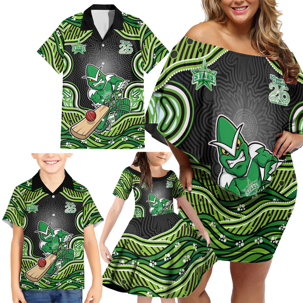 Melbourne Stars NAIDOC Week 2026 Family Matching Off Shoulder Short Dress and Hawaiian Shirt Aboriginal Indigenous - 50 Years of Deadly
