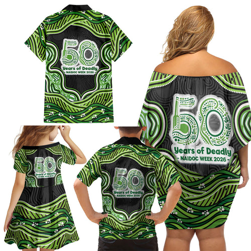 Melbourne Stars NAIDOC Week 2026 Family Matching Off Shoulder Short Dress and Hawaiian Shirt Aboriginal Indigenous - 50 Years of Deadly