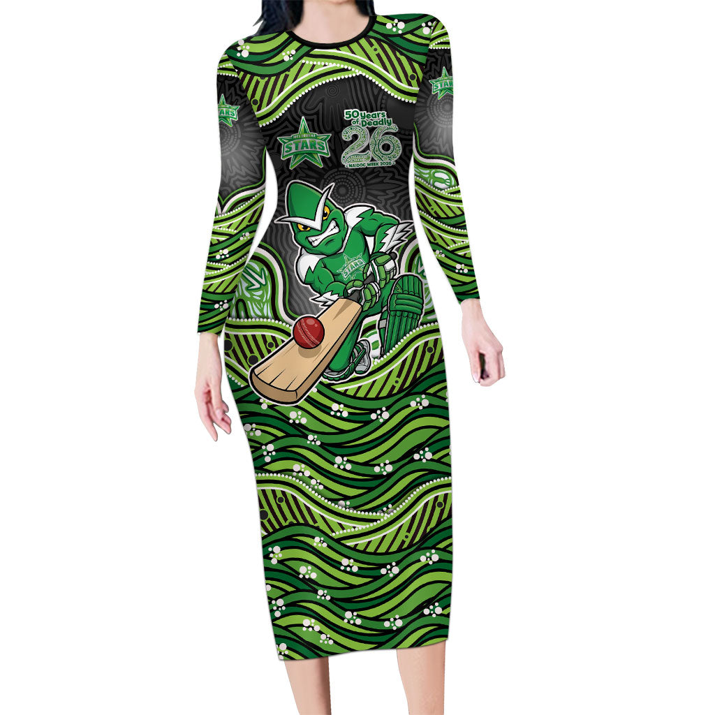 Melbourne Stars NAIDOC Week 2026 Long Sleeve Bodycon Dress Aboriginal Indigenous - 50 Years of Deadly