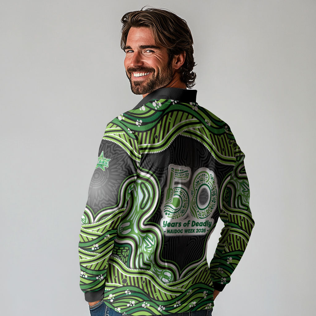 Melbourne Stars NAIDOC Week 2026 Long Sleeve Polo Shirt Aboriginal Indigenous - 50 Years of Deadly