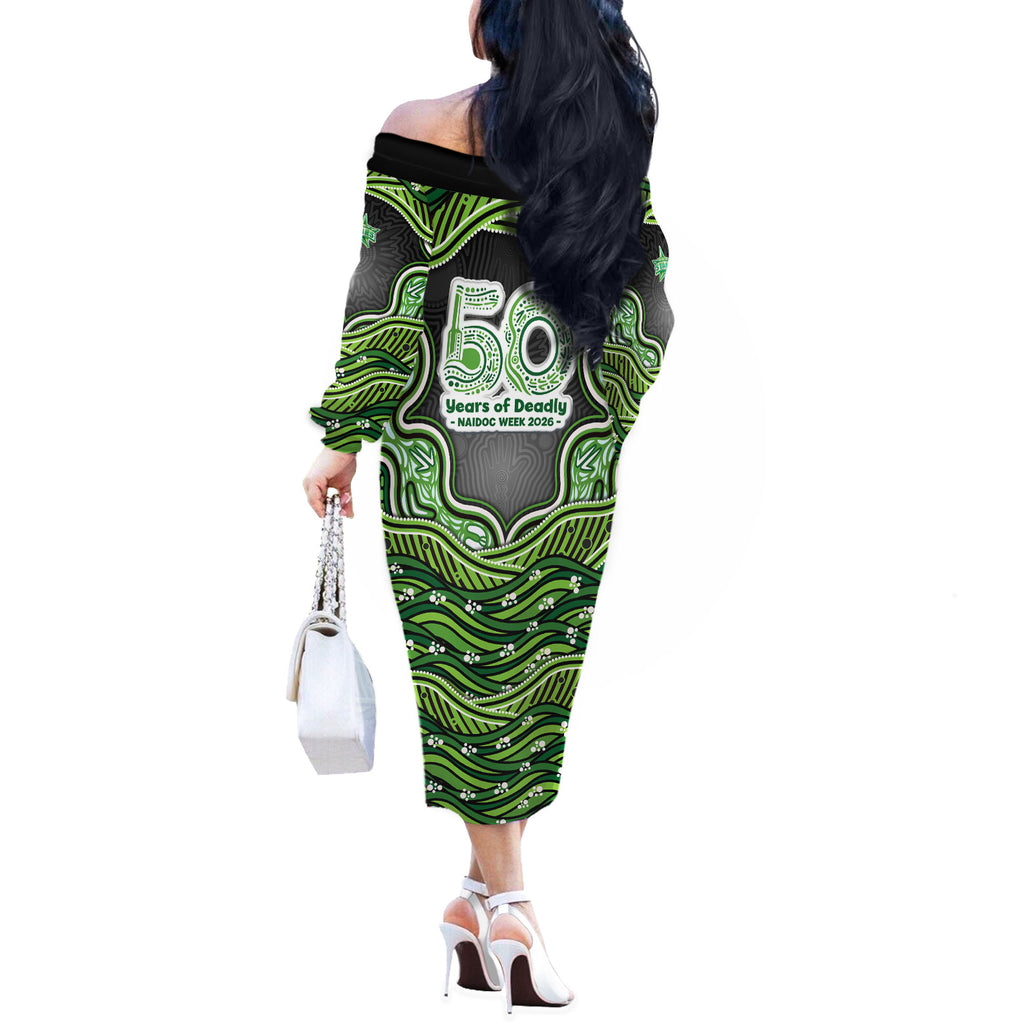 Melbourne Stars NAIDOC Week 2026 Off The Shoulder Long Sleeve Dress Aboriginal Indigenous - 50 Years of Deadly