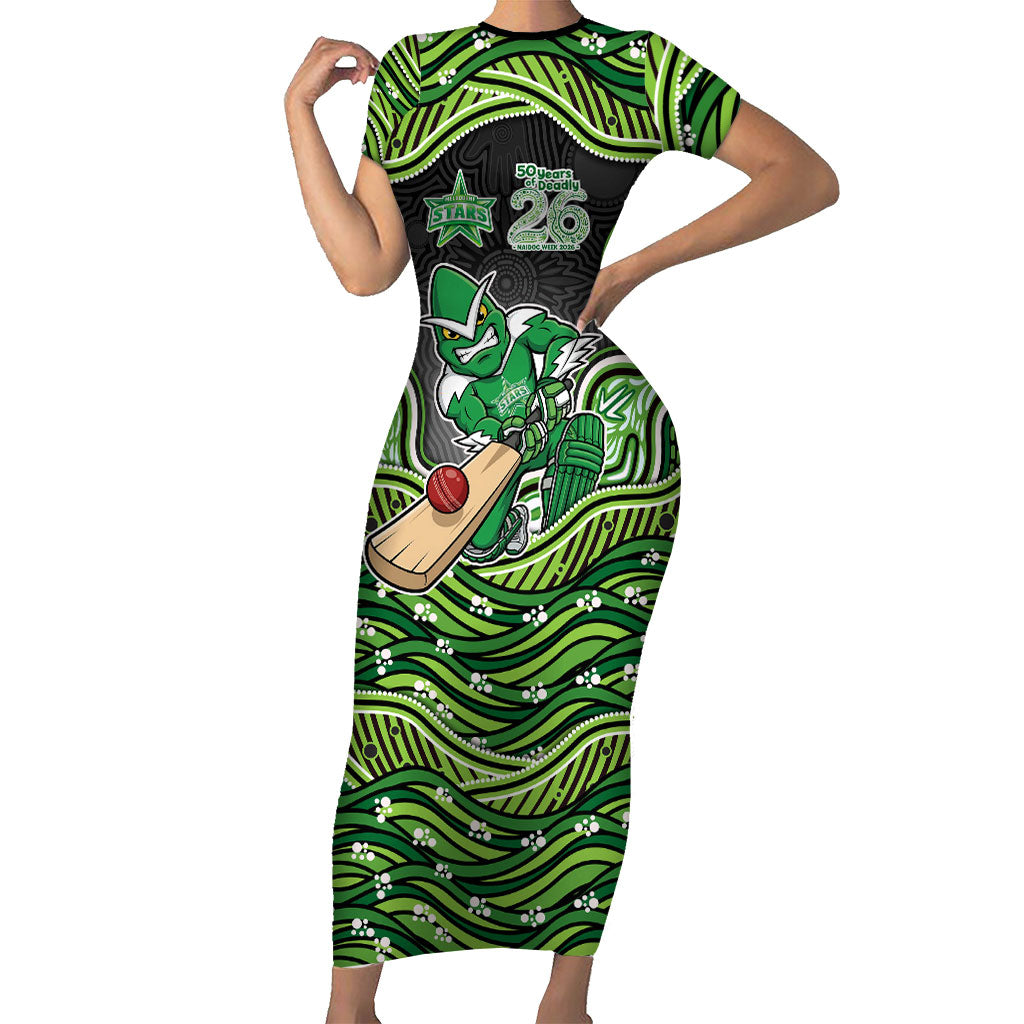 Melbourne Stars NAIDOC Week 2026 Short Sleeve Bodycon Dress Aboriginal Indigenous - 50 Years of Deadly