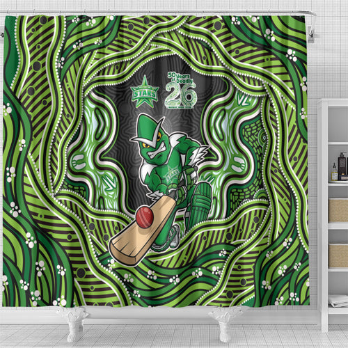 Melbourne Stars NAIDOC Week 2026 Shower Curtain Aboriginal Indigenous - 50 Years of Deadly