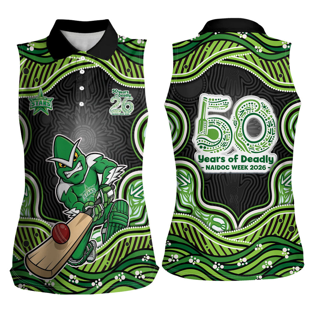 Melbourne Stars NAIDOC Week 2026 Women Sleeveless Polo Shirt Aboriginal Indigenous - 50 Years of Deadly