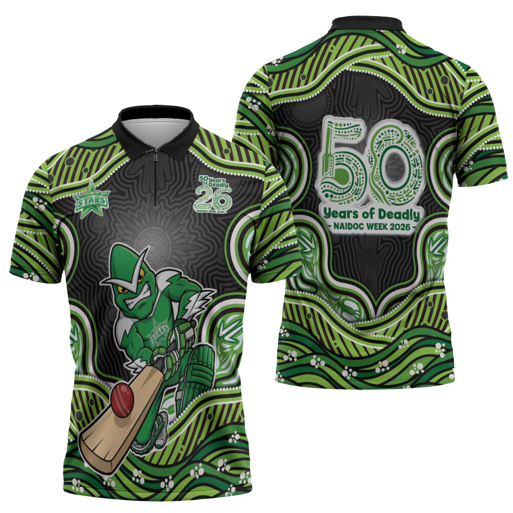 Melbourne Stars NAIDOC Week 2026 Zipper Polo Shirt Aboriginal Indigenous - 50 Years of Deadly
