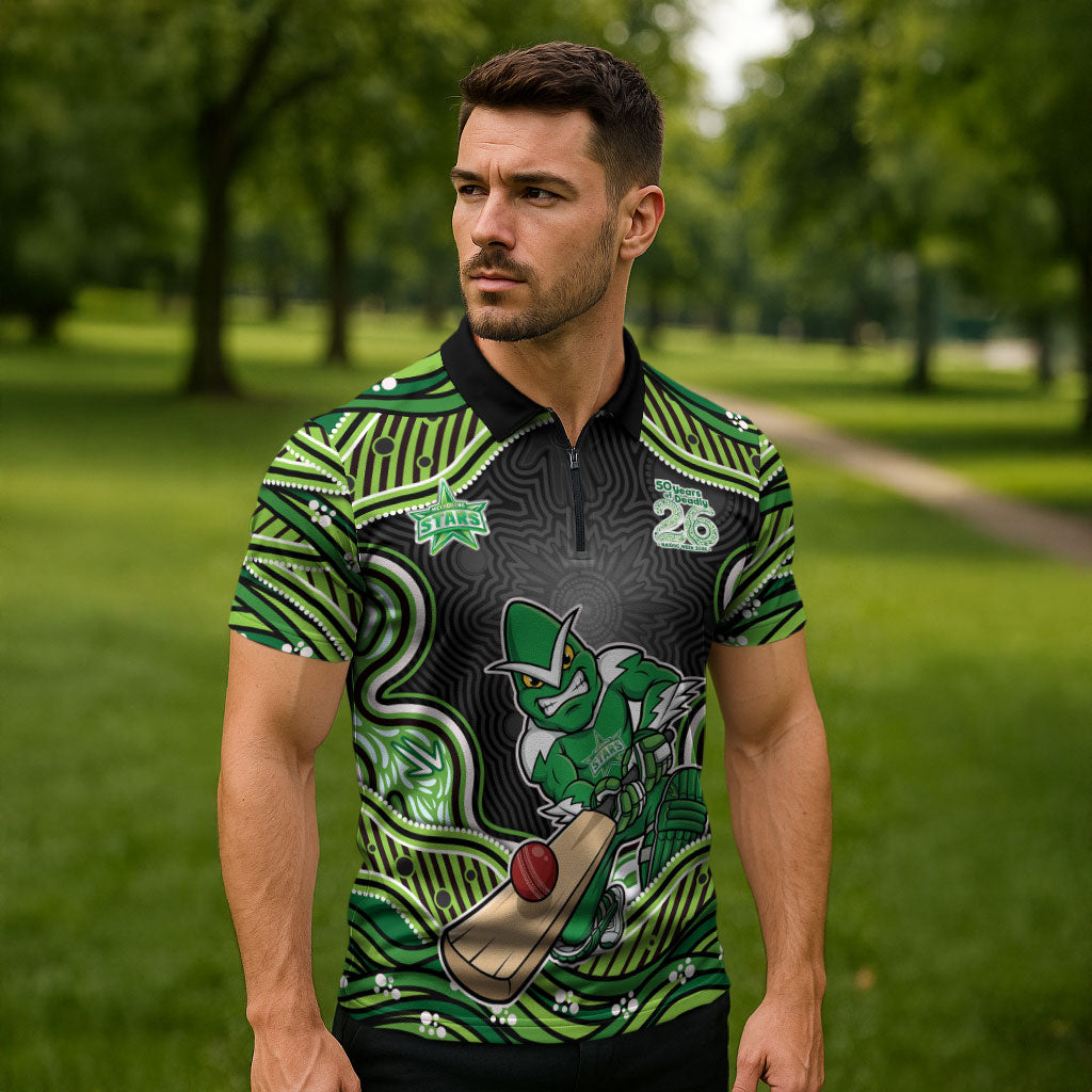 Melbourne Stars NAIDOC Week 2026 Zipper Polo Shirt Aboriginal Indigenous - 50 Years of Deadly