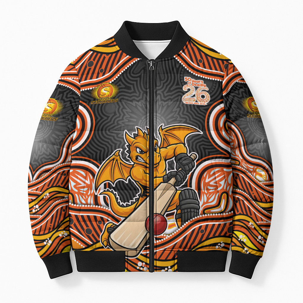 Perth Scorchers NAIDOC Week 2026 Bomber Puffer Jacket Aboriginal Indigenous - 50 Years of Deadly