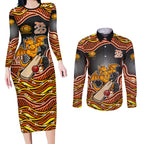 Perth Scorchers NAIDOC Week 2026 Couples Matching Long Sleeve Bodycon Dress and Long Sleeve Button Shirt Aboriginal Indigenous - 50 Years of Deadly
