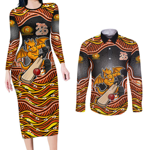 Perth Scorchers NAIDOC Week 2026 Couples Matching Long Sleeve Bodycon Dress and Long Sleeve Button Shirt Aboriginal Indigenous - 50 Years of Deadly