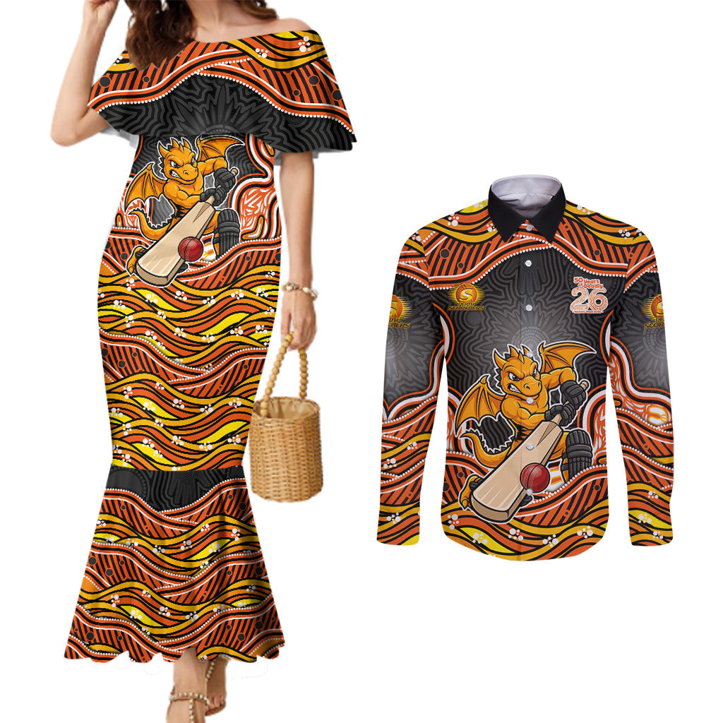 Perth Scorchers NAIDOC Week 2026 Couples Matching Mermaid Dress and Long Sleeve Button Shirt Aboriginal Indigenous - 50 Years of Deadly