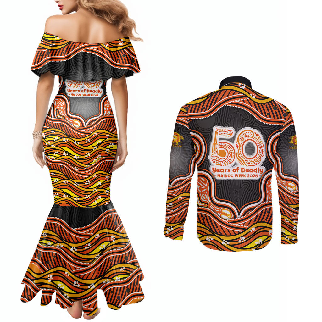 Perth Scorchers NAIDOC Week 2026 Couples Matching Mermaid Dress and Long Sleeve Button Shirt Aboriginal Indigenous - 50 Years of Deadly