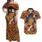 Perth Scorchers NAIDOC Week 2026 Couples Matching Off Shoulder Maxi Dress and Hawaiian Shirt Aboriginal Indigenous - 50 Years of Deadly