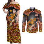 Perth Scorchers NAIDOC Week 2026 Couples Matching Off Shoulder Maxi Dress and Long Sleeve Button Shirt Aboriginal Indigenous - 50 Years of Deadly