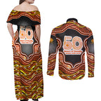 Perth Scorchers NAIDOC Week 2026 Couples Matching Off Shoulder Maxi Dress and Long Sleeve Button Shirt Aboriginal Indigenous - 50 Years of Deadly