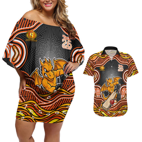 Perth Scorchers NAIDOC Week 2026 Couples Matching Off Shoulder Short Dress and Hawaiian Shirt Aboriginal Indigenous - 50 Years of Deadly