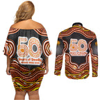 Perth Scorchers NAIDOC Week 2026 Couples Matching Off Shoulder Short Dress and Long Sleeve Button Shirt Aboriginal Indigenous - 50 Years of Deadly