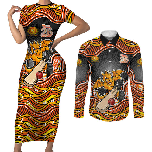 Perth Scorchers NAIDOC Week 2026 Couples Matching Short Sleeve Bodycon Dress and Long Sleeve Button Shirt Aboriginal Indigenous - 50 Years of Deadly