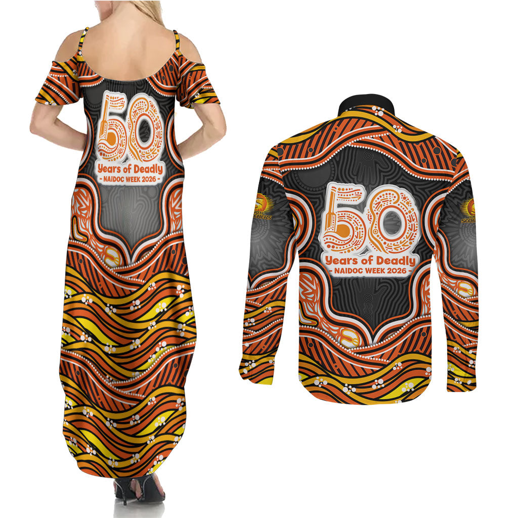 Perth Scorchers NAIDOC Week 2026 Couples Matching Summer Maxi Dress and Long Sleeve Button Shirt Aboriginal Indigenous - 50 Years of Deadly