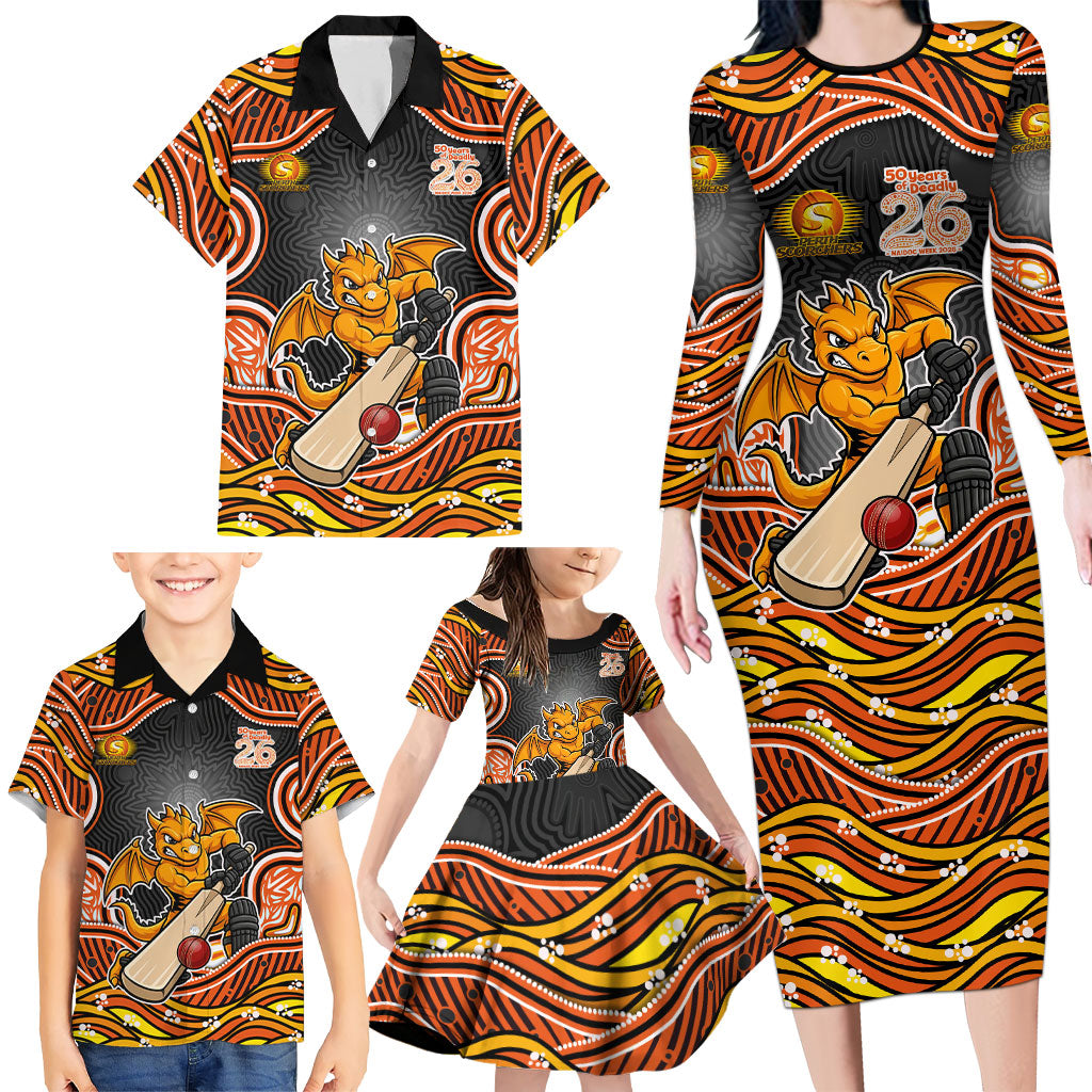 Perth Scorchers NAIDOC Week 2026 Family Matching Long Sleeve Bodycon Dress and Hawaiian Shirt Aboriginal Indigenous - 50 Years of Deadly