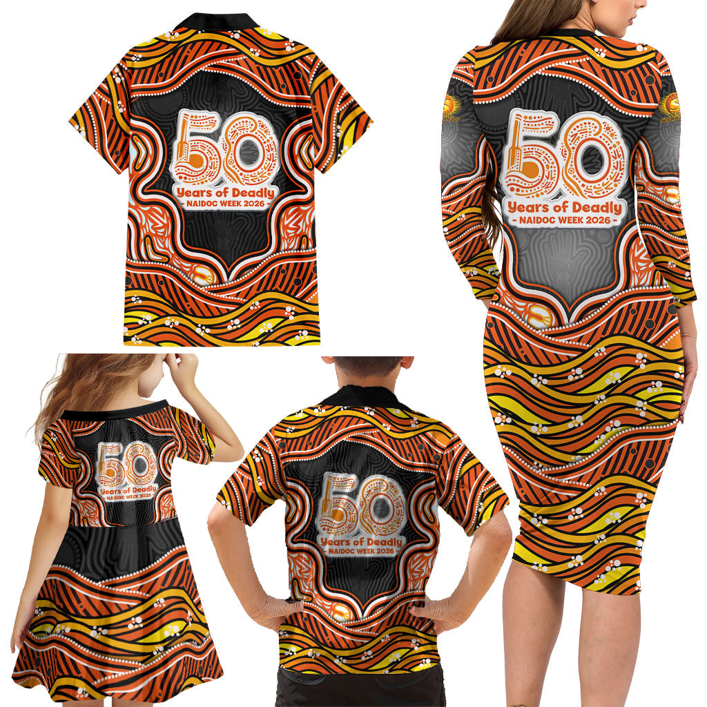 Perth Scorchers NAIDOC Week 2026 Family Matching Long Sleeve Bodycon Dress and Hawaiian Shirt Aboriginal Indigenous - 50 Years of Deadly