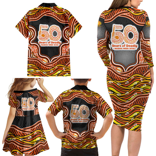 Perth Scorchers NAIDOC Week 2026 Family Matching Long Sleeve Bodycon Dress and Hawaiian Shirt Aboriginal Indigenous - 50 Years of Deadly