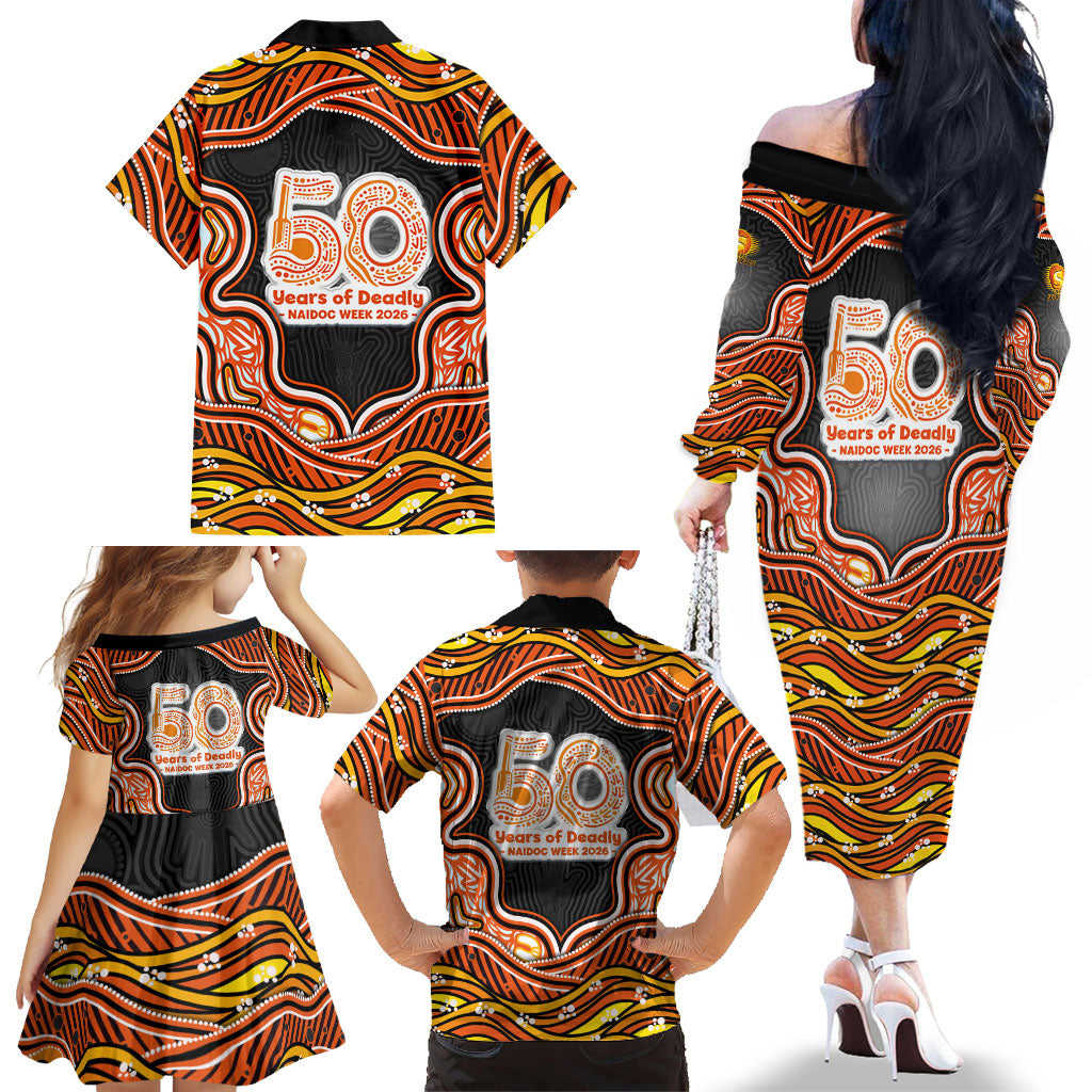 Perth Scorchers NAIDOC Week 2026 Family Matching Off The Shoulder Long Sleeve Dress and Hawaiian Shirt Aboriginal Indigenous - 50 Years of Deadly