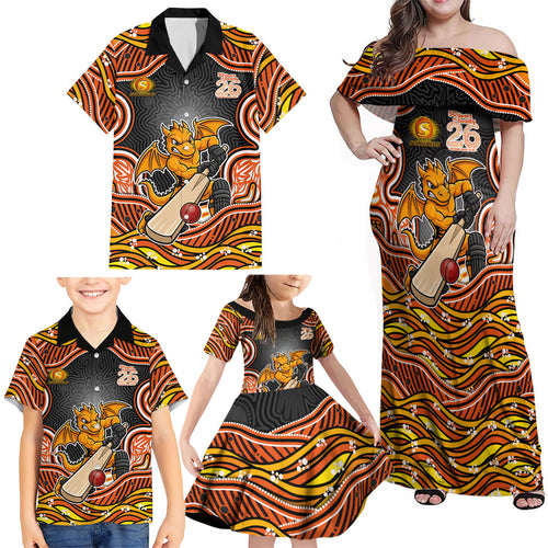 Perth Scorchers NAIDOC Week 2026 Family Matching Off Shoulder Maxi Dress and Hawaiian Shirt Aboriginal Indigenous - 50 Years of Deadly
