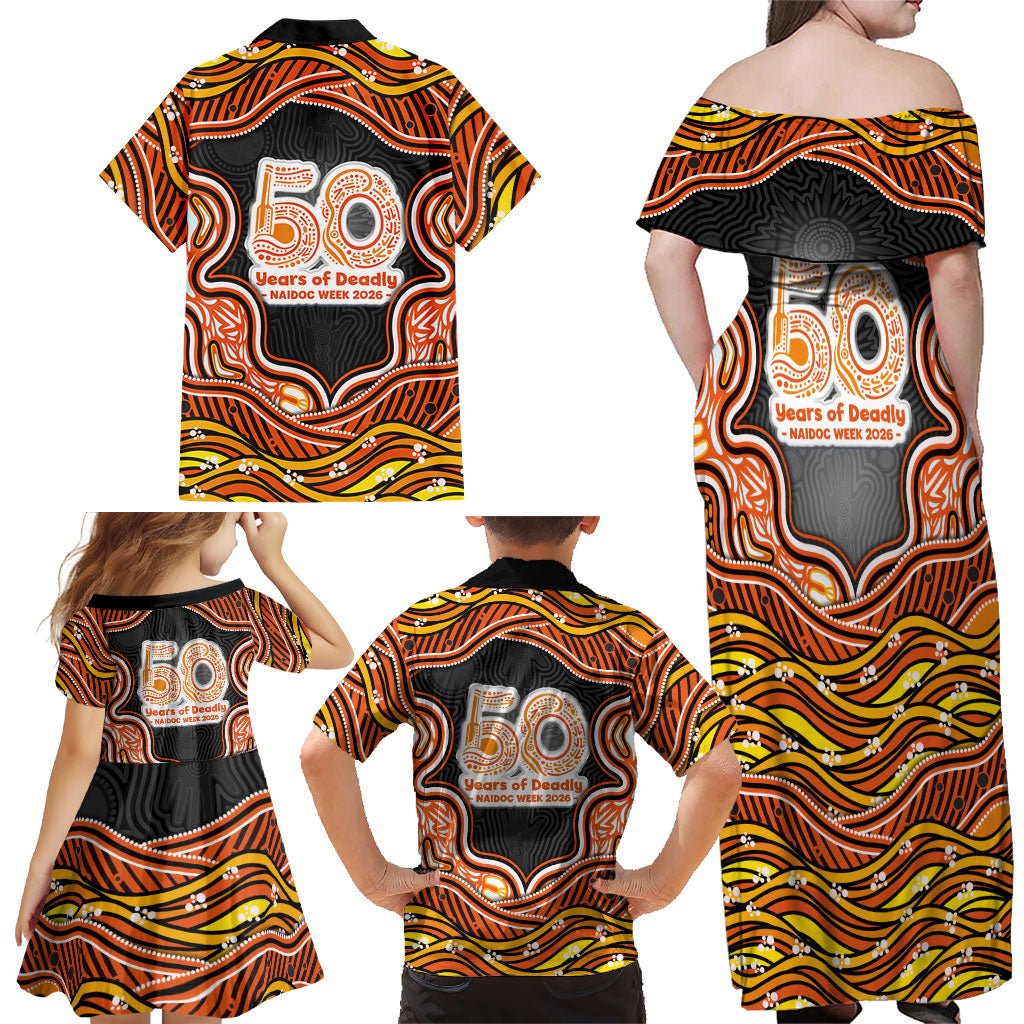 Perth Scorchers NAIDOC Week 2026 Family Matching Off Shoulder Maxi Dress and Hawaiian Shirt Aboriginal Indigenous - 50 Years of Deadly