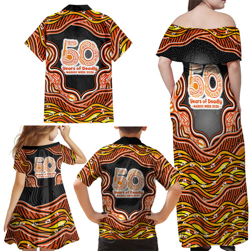 Perth Scorchers NAIDOC Week 2026 Family Matching Off Shoulder Maxi Dress and Hawaiian Shirt Aboriginal Indigenous - 50 Years of Deadly