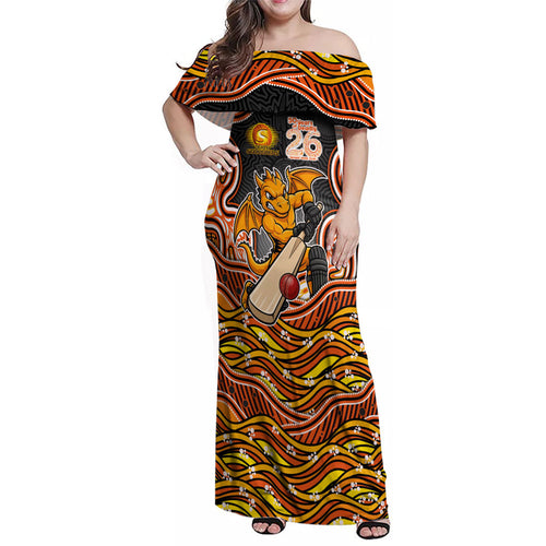 Perth Scorchers NAIDOC Week 2026 Family Matching Off Shoulder Maxi Dress and Hawaiian Shirt Aboriginal Indigenous - 50 Years of Deadly