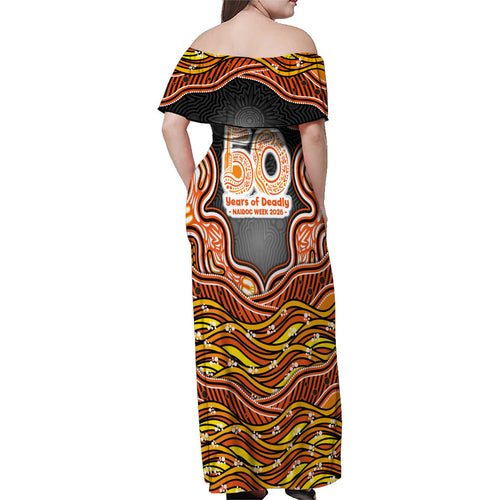 Perth Scorchers NAIDOC Week 2026 Family Matching Off Shoulder Maxi Dress and Hawaiian Shirt Aboriginal Indigenous - 50 Years of Deadly