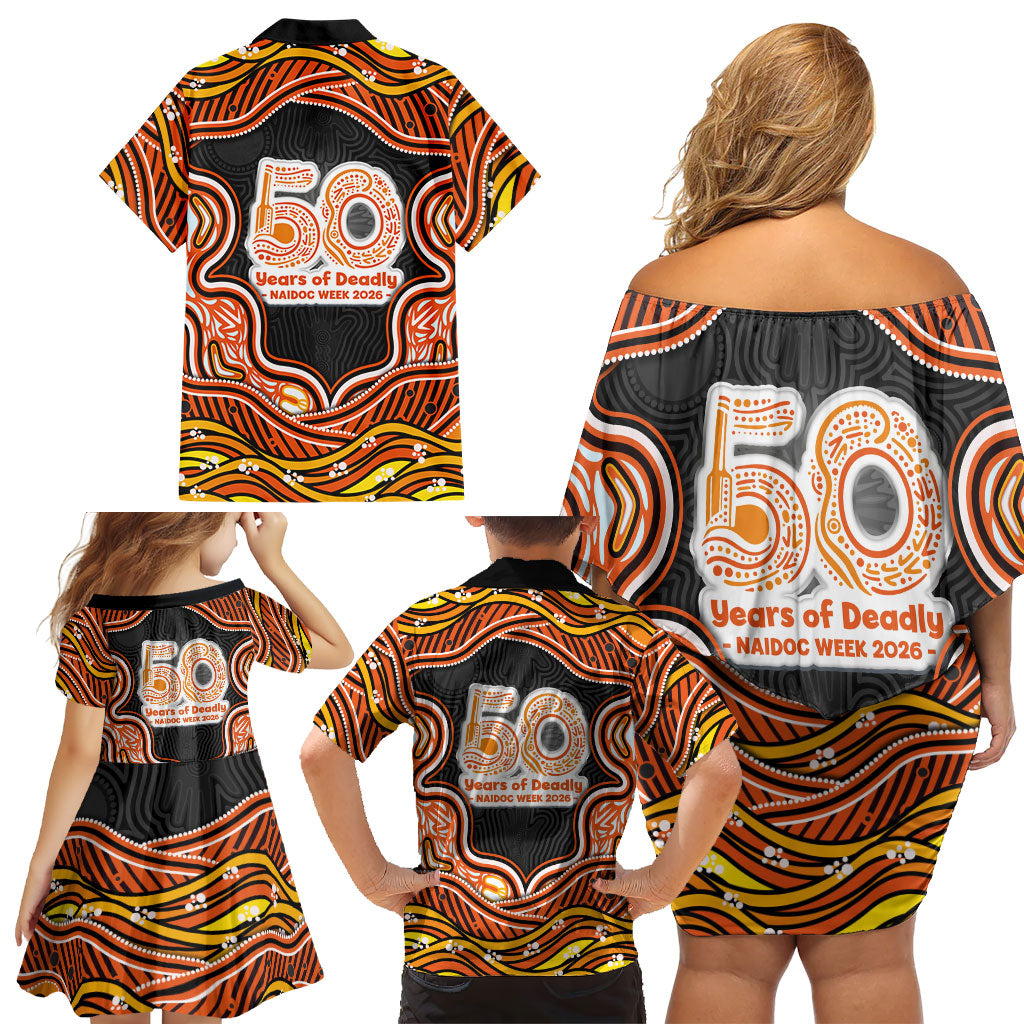 Perth Scorchers NAIDOC Week 2026 Family Matching Off Shoulder Short Dress and Hawaiian Shirt Aboriginal Indigenous - 50 Years of Deadly