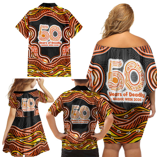 Perth Scorchers NAIDOC Week 2026 Family Matching Off Shoulder Short Dress and Hawaiian Shirt Aboriginal Indigenous - 50 Years of Deadly