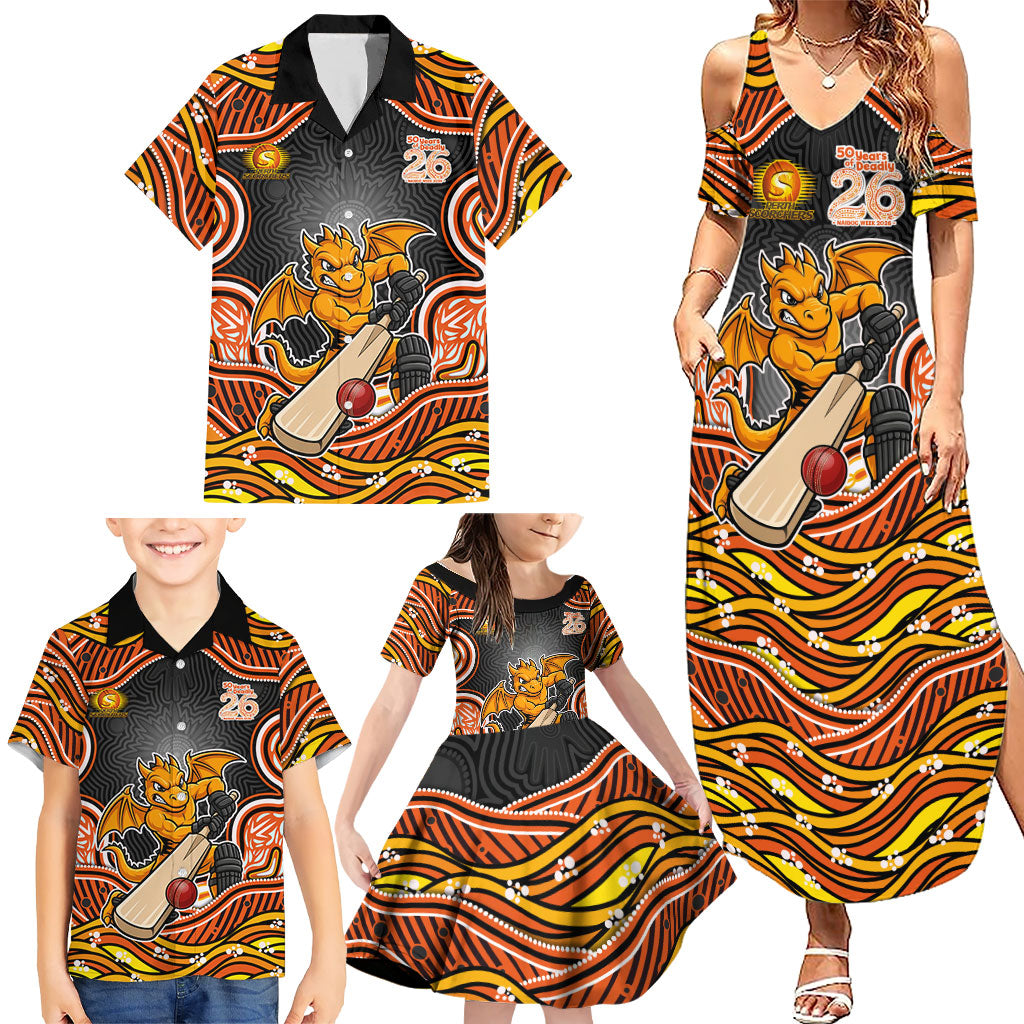 Perth Scorchers NAIDOC Week 2026 Family Matching Summer Maxi Dress and Hawaiian Shirt Aboriginal Indigenous - 50 Years of Deadly