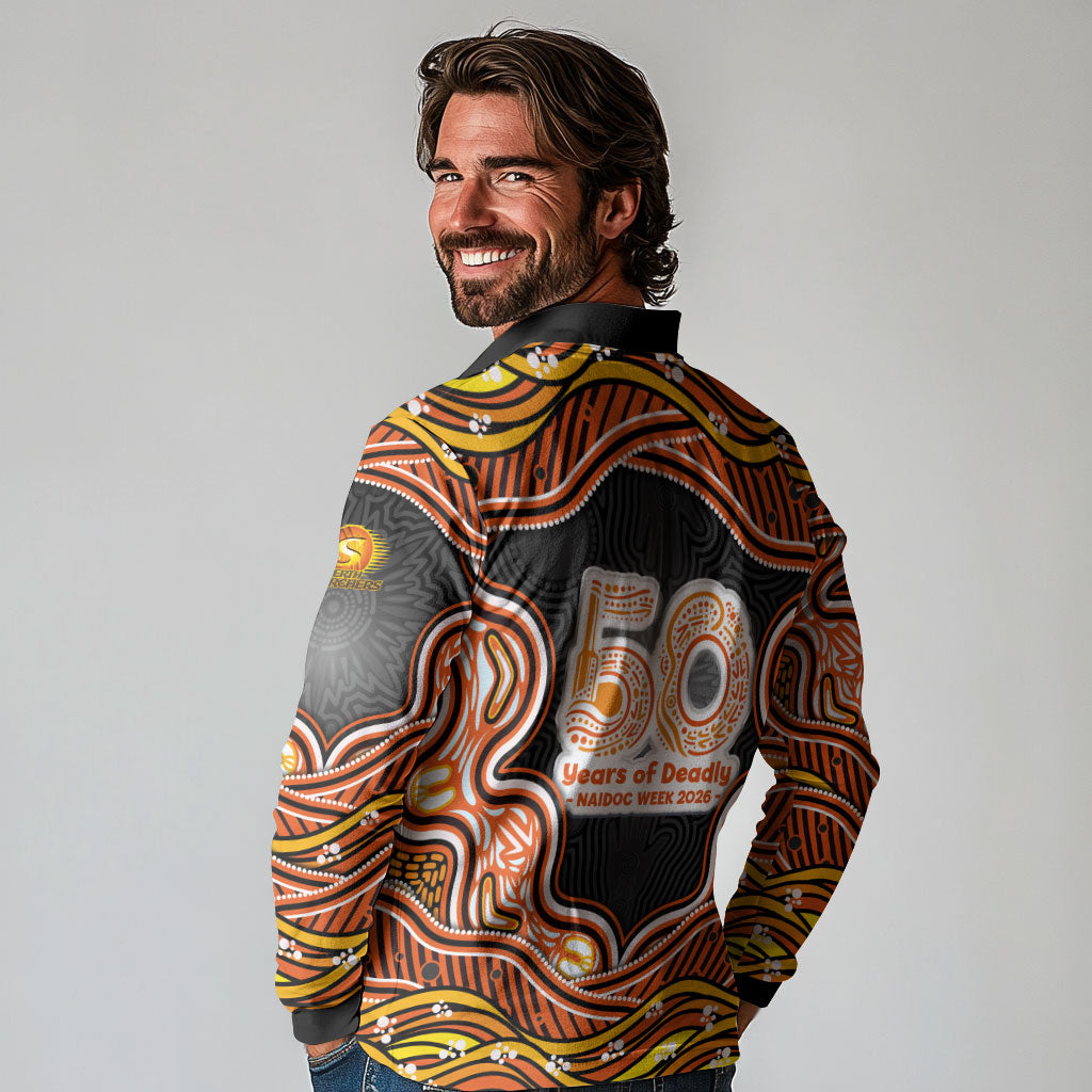 Perth Scorchers NAIDOC Week 2026 Long Sleeve Polo Shirt Aboriginal Indigenous - 50 Years of Deadly