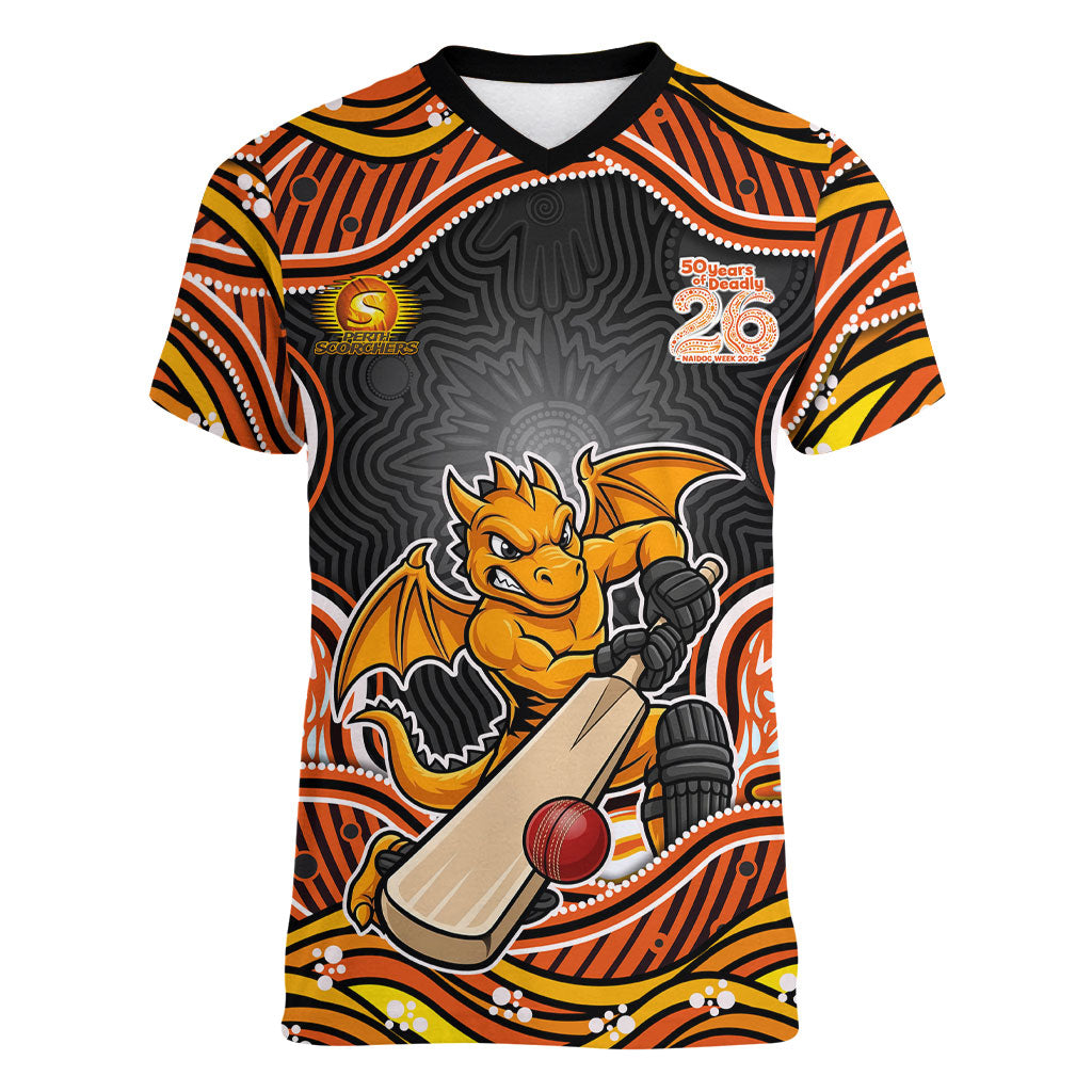 Perth Scorchers NAIDOC Week 2026 Women V-Neck T-Shirt Aboriginal Indigenous - 50 Years of Deadly