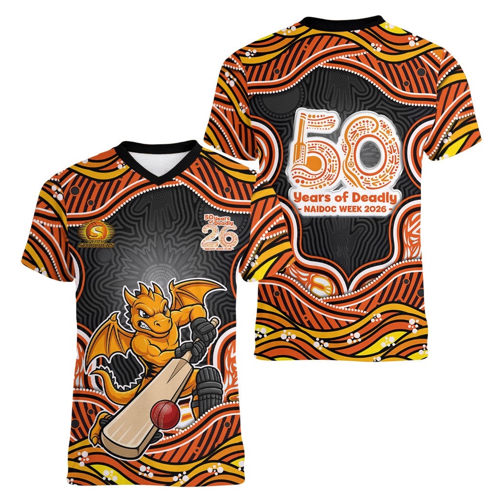 Perth Scorchers NAIDOC Week 2026 Women V-Neck T-Shirt Aboriginal Indigenous - 50 Years of Deadly