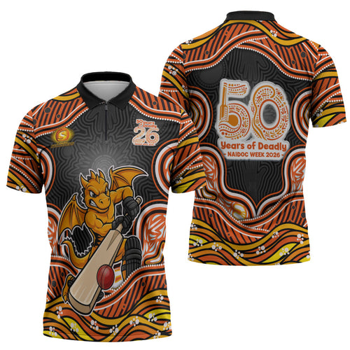 Perth Scorchers NAIDOC Week 2026 Zipper Polo Shirt Aboriginal Indigenous - 50 Years of Deadly