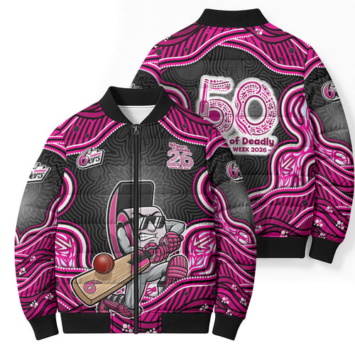 Sydney Sixers NAIDOC Week 2026 Bomber Puffer Jacket Aboriginal Indigenous - 50 Years of Deadly