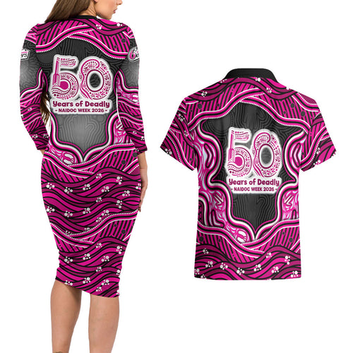 Sydney Sixers NAIDOC Week 2026 Couples Matching Long Sleeve Bodycon Dress and Hawaiian Shirt Aboriginal Indigenous - 50 Years of Deadly
