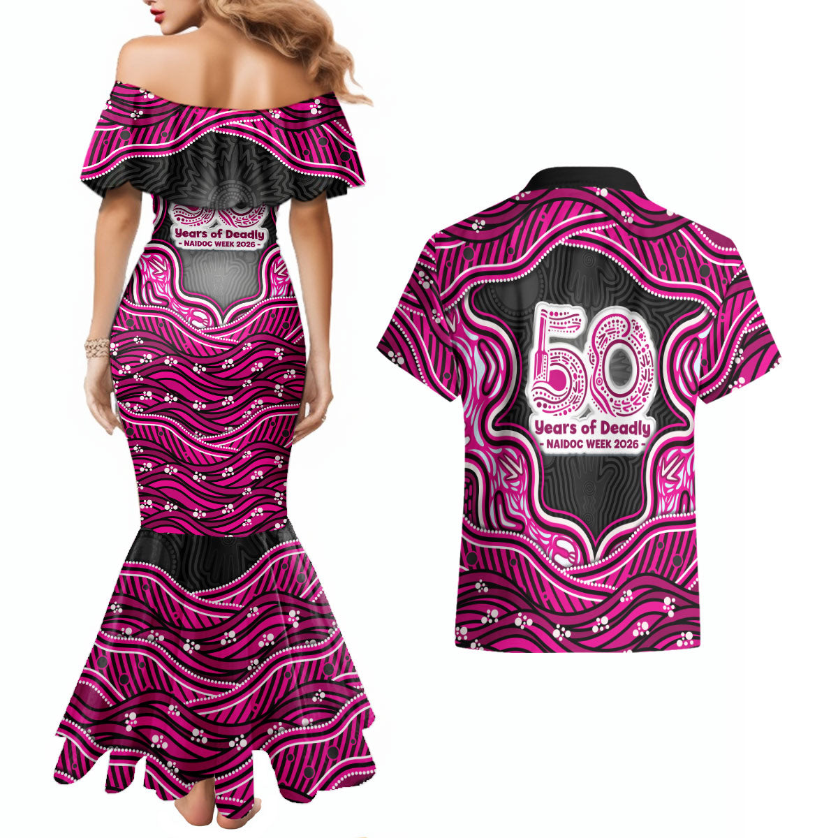 Sydney Sixers NAIDOC Week 2026 Couples Matching Mermaid Dress and Hawaiian Shirt Aboriginal Indigenous - 50 Years of Deadly