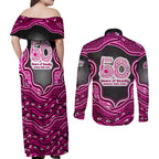 Sydney Sixers NAIDOC Week 2026 Couples Matching Off Shoulder Maxi Dress and Long Sleeve Button Shirt Aboriginal Indigenous - 50 Years of Deadly