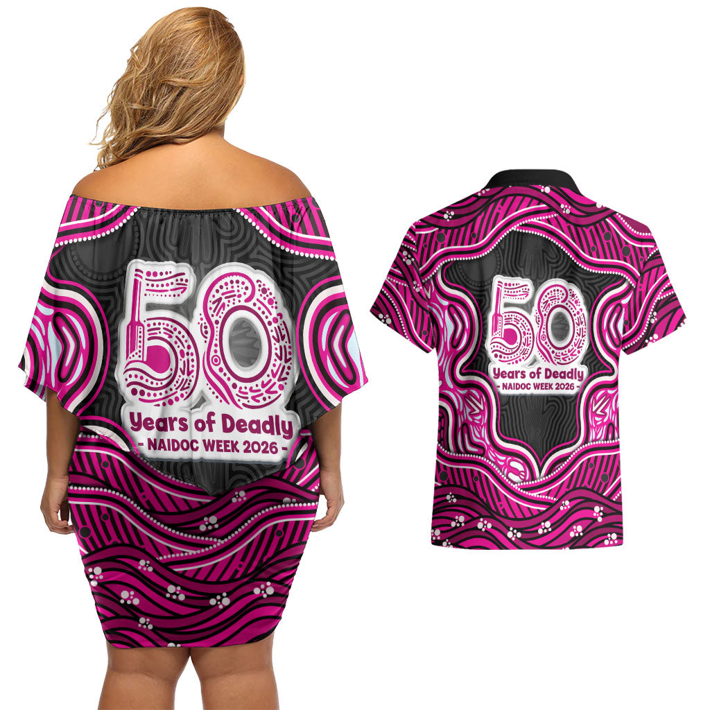 Sydney Sixers NAIDOC Week 2026 Couples Matching Off Shoulder Short Dress and Hawaiian Shirt Aboriginal Indigenous - 50 Years of Deadly