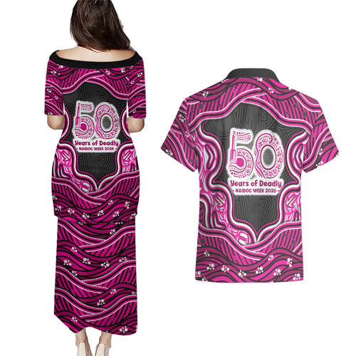 Sydney Sixers NAIDOC Week 2026 Couples Matching Puletasi and Hawaiian Shirt Aboriginal Indigenous - 50 Years of Deadly