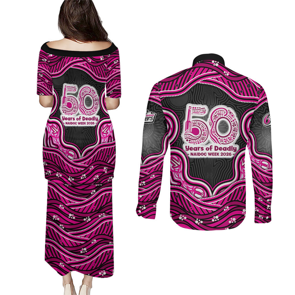 Sydney Sixers NAIDOC Week 2026 Couples Matching Puletasi and Long Sleeve Button Shirt Aboriginal Indigenous - 50 Years of Deadly