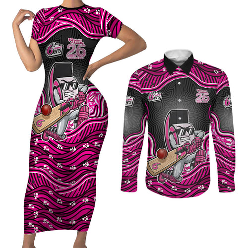 Sydney Sixers NAIDOC Week 2026 Couples Matching Short Sleeve Bodycon Dress and Long Sleeve Button Shirt Aboriginal Indigenous - 50 Years of Deadly